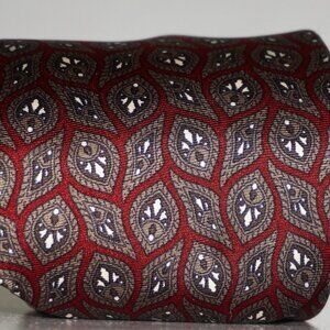 Christian Dior Vintage Silk Tie Burgundy Geometric 80s Luxury